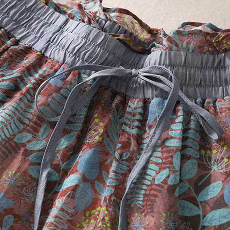 Pantalon d'été pour femme Buddha Stones avec poches et feuilles bleues - image 2