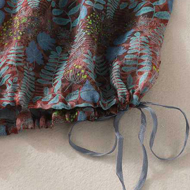 Pantalon d'été pour femme Buddha Stones avec poches et feuilles bleues - image 6