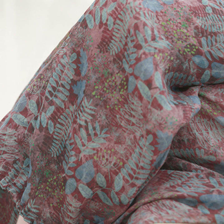 Pantalon d'été pour femme Buddha Stones avec poches et feuilles bleues - image 8