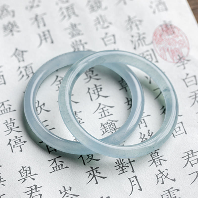 Bracelet jonc Sérénité en aigue-marine naturelle de Buddha Stones