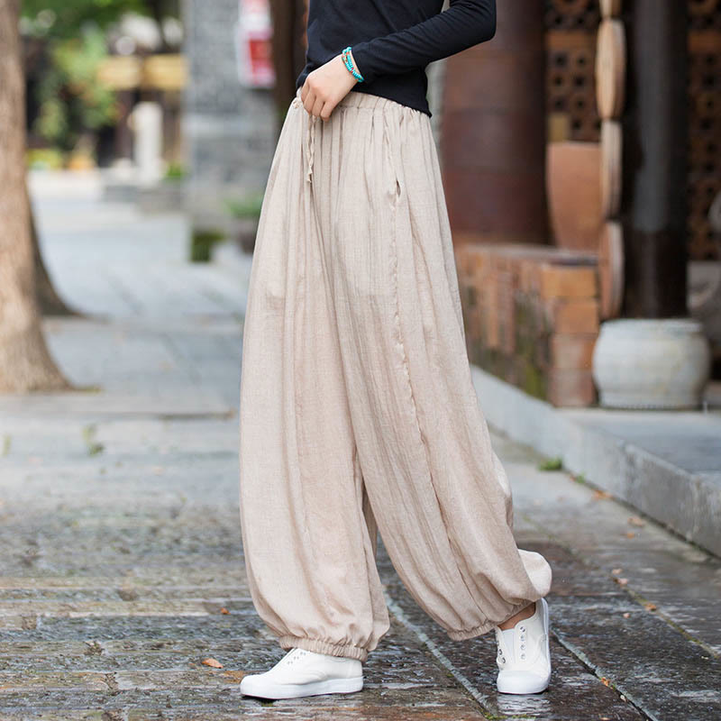 Pantalon d'été en lin uni avec cordon de serrage et poches Buddha Stones - Lin - US4-6, UK/AU8-10, EU36-38 (F) - image 12