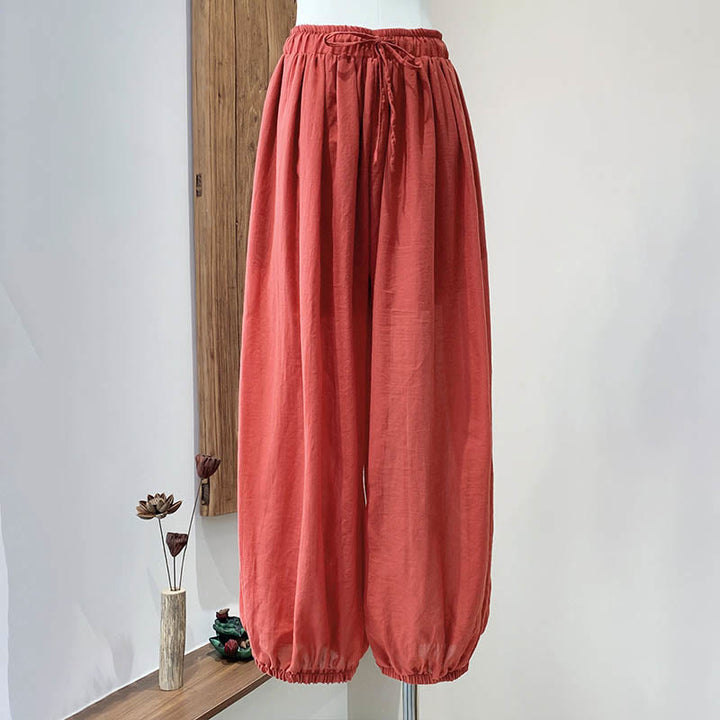 Pantalon d'été en lin uni avec cordon de serrage et poches Buddha Stones - image 35