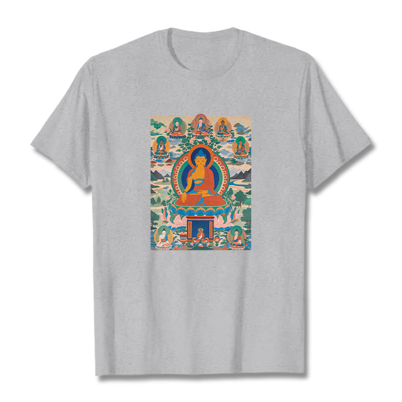 T-shirt Buddha Stones Le Sutra du Bouddha de Médecine transformé en art - Gris clair - 2XL - image 18