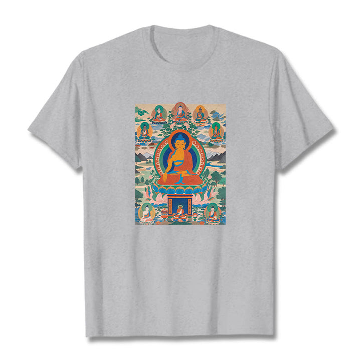 T-shirt Buddha Stones Le Sutra du Bouddha de Médecine transformé en art - Gris clair - 2XL - image 18