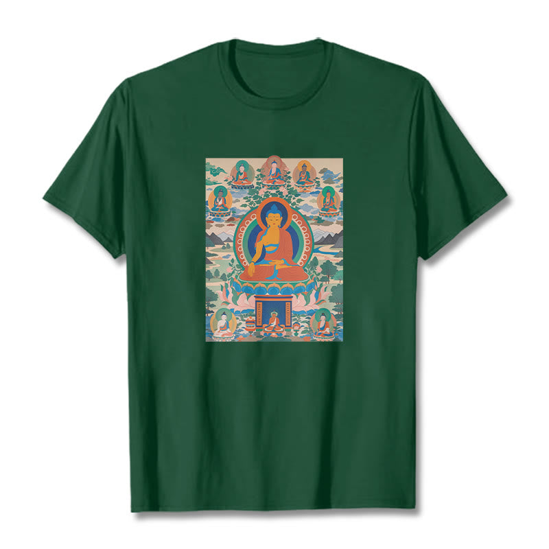 T-shirt Buddha Stones Le Sutra du Bouddha de Médecine transformé en art - Vert forêt - 2XL - image 3
