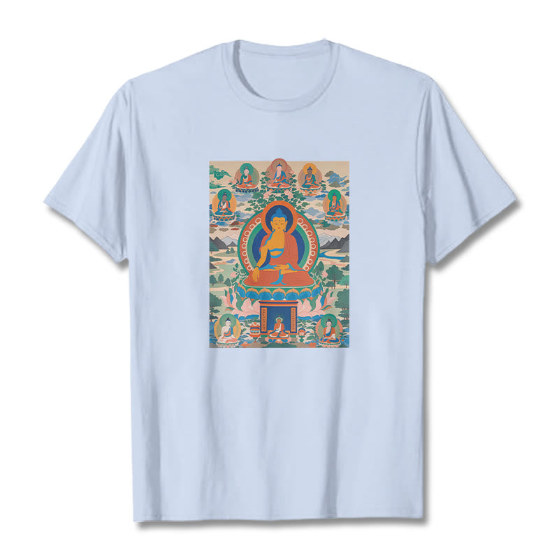 T-shirt Buddha Stones Le Sutra du Bouddha de Médecine transformé en art - Cyan clair - 2XL - image 10