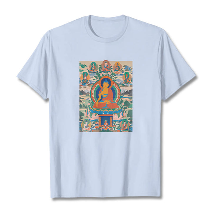 T-shirt Buddha Stones Le Sutra du Bouddha de Médecine transformé en art - Cyan clair - 2XL - image 10