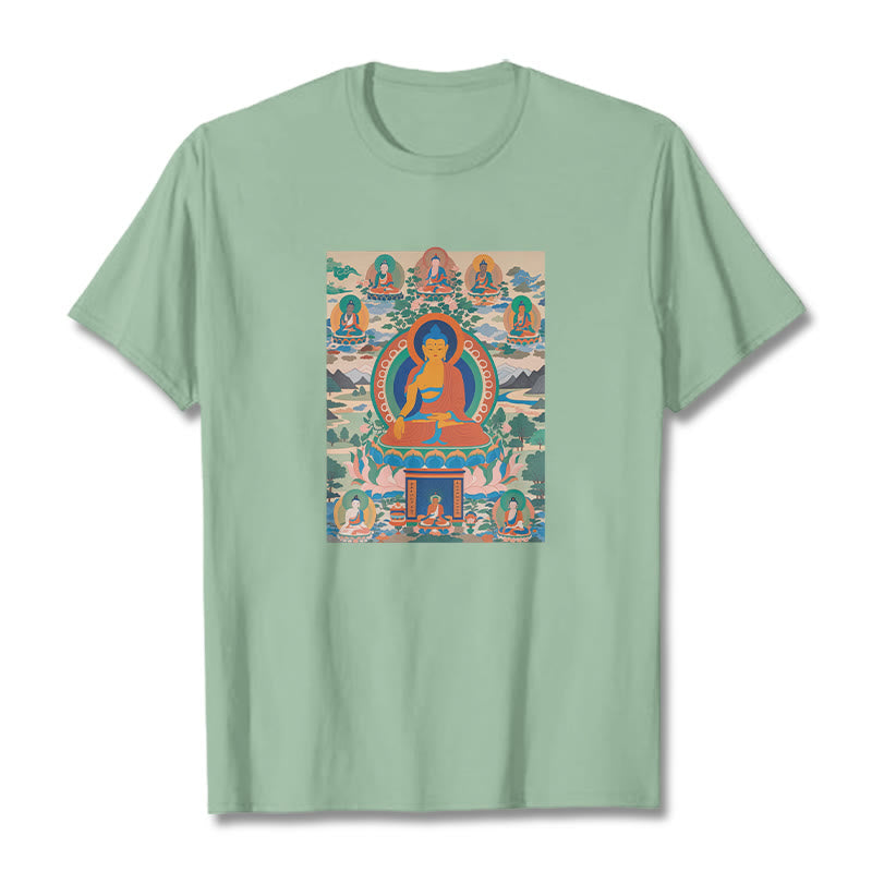 T-shirt Buddha Stones Le Sutra du Bouddha de Médecine transformé en art - Vert pâle - 2XL - image 14