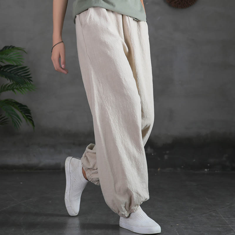 Pantalon uni en lin et coton ramie avec poches Buddha Stones - Lin - US6，UK/AU10，EU38 (L) - image 8