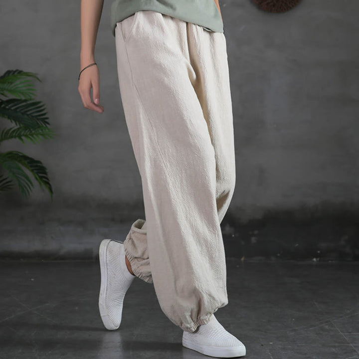 Pantalon uni en lin et coton ramie avec poches Buddha Stones - Lin - US6，UK/AU10，EU38 (L) - image 8