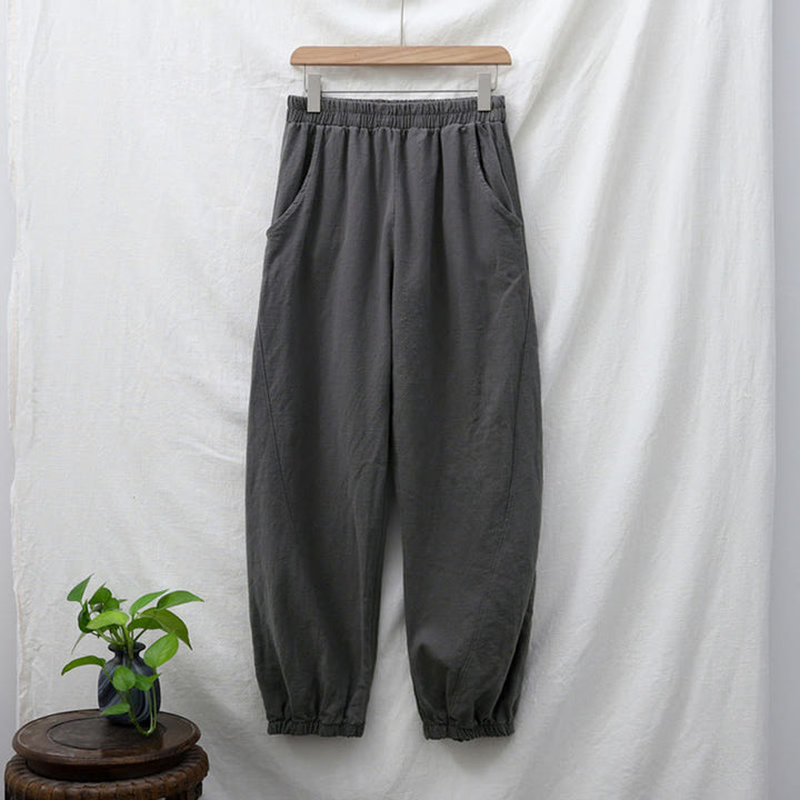 Pantalon uni en lin et coton ramie avec poches Buddha Stones - image 7