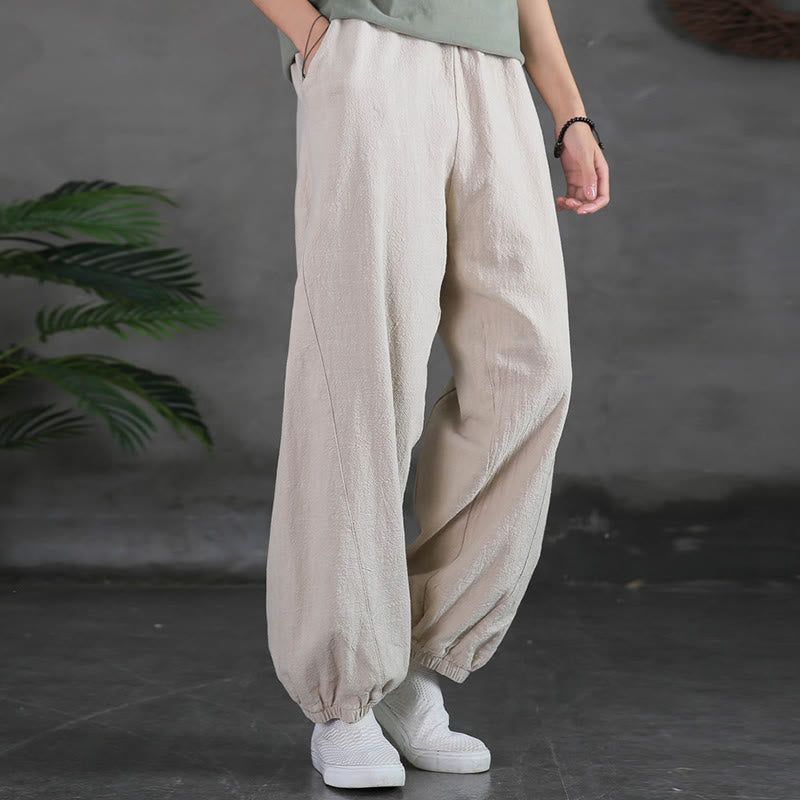 Pantalon uni en lin et coton ramie avec poches Buddha Stones - image 11