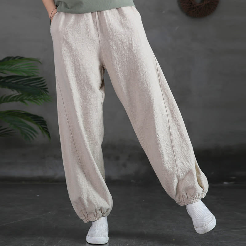 Pantalon uni en lin et coton ramie avec poches Buddha Stones - image 12