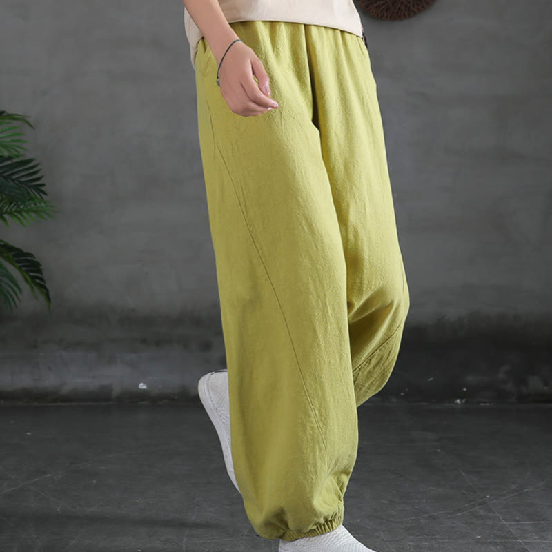 Pantalon uni en lin et coton ramie avec poches Buddha Stones - image 18