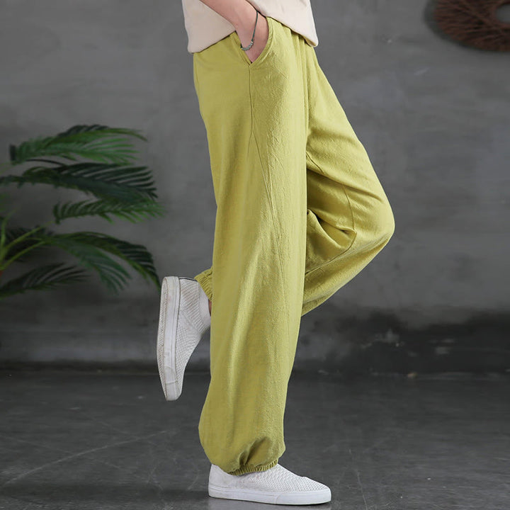 Pantalon uni en lin et coton ramie avec poches Buddha Stones - image 19
