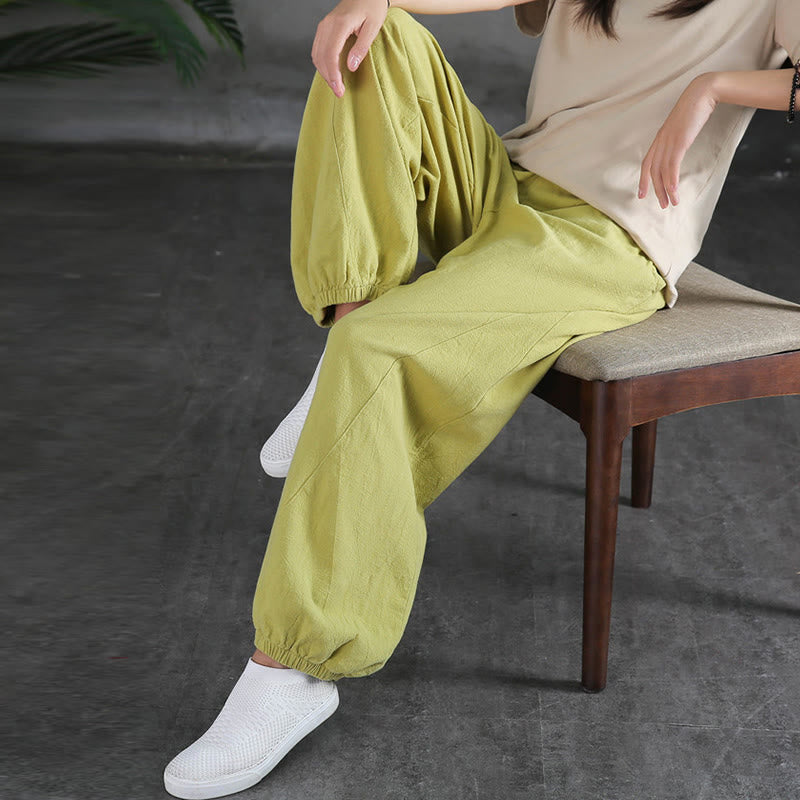 Pantalon uni en lin et coton ramie avec poches Buddha Stones - image 21