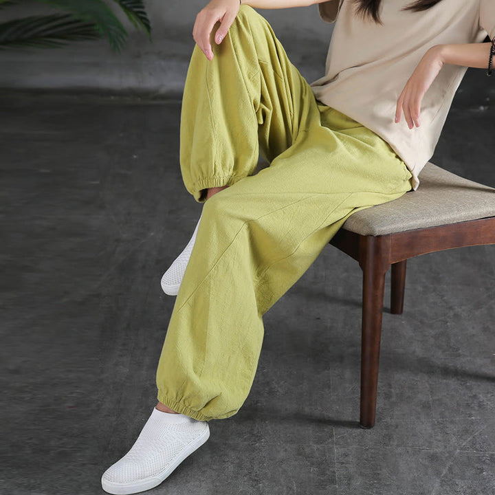 Pantalon uni en lin et coton ramie avec poches Buddha Stones - image 21