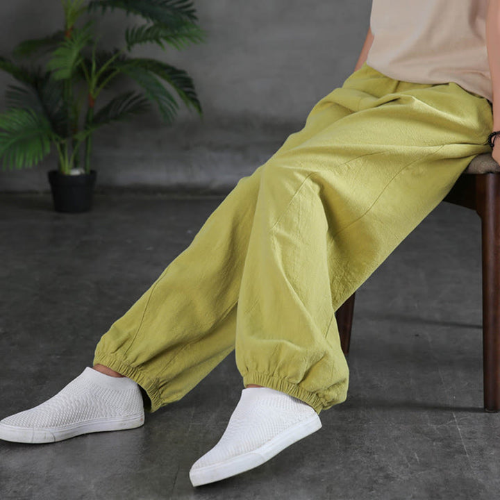 Pantalon uni en lin et coton ramie avec poches Buddha Stones - image 21