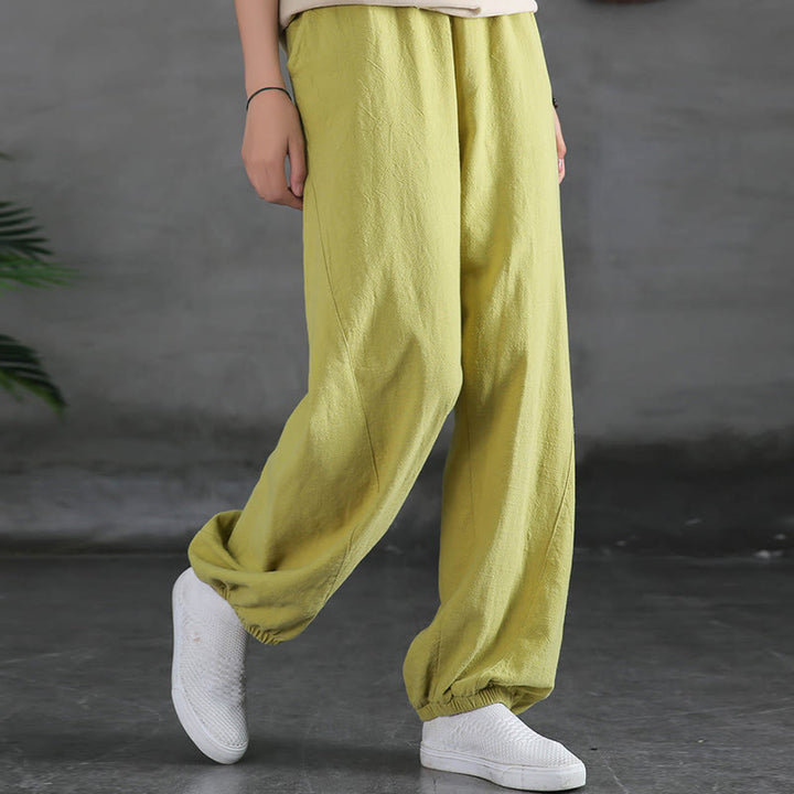 Pantalon uni en lin et coton ramie avec poches Buddha Stones - image 16