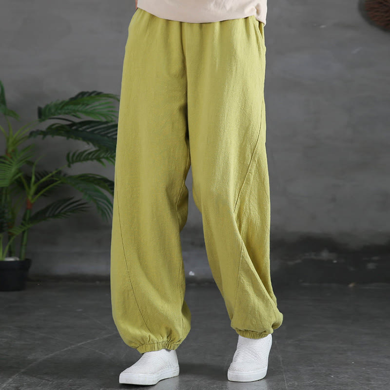 Pantalon uni en lin et coton ramie avec poches Buddha Stones - image 19