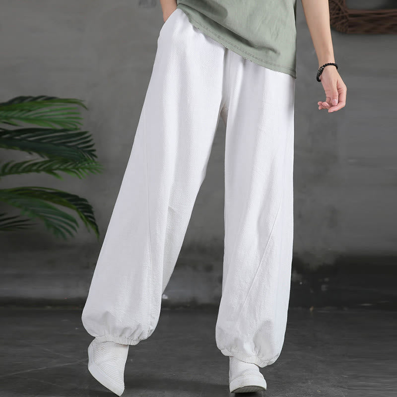Pantalon pour femme en lin et coton ramie uni couleur Buddha Stones avec poches - image 32