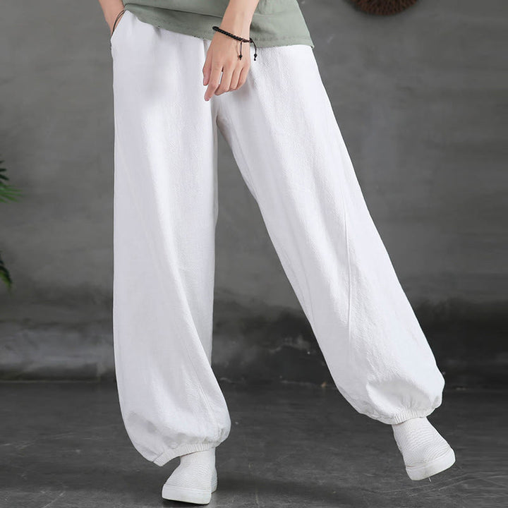 Pantalon uni en lin et coton ramie avec poches Buddha Stones - image 28
