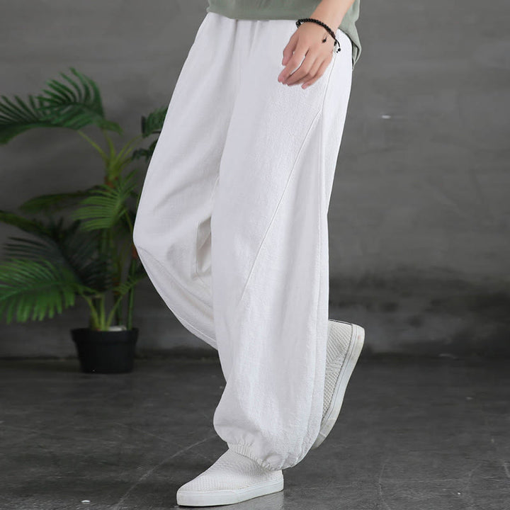 Pantalon uni en lin et coton ramie avec poches Buddha Stones - image 27