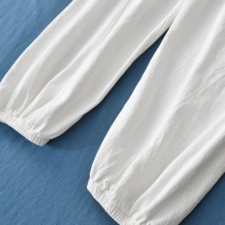 Pantalon uni en lin et coton ramie avec poches Buddha Stones - image 31