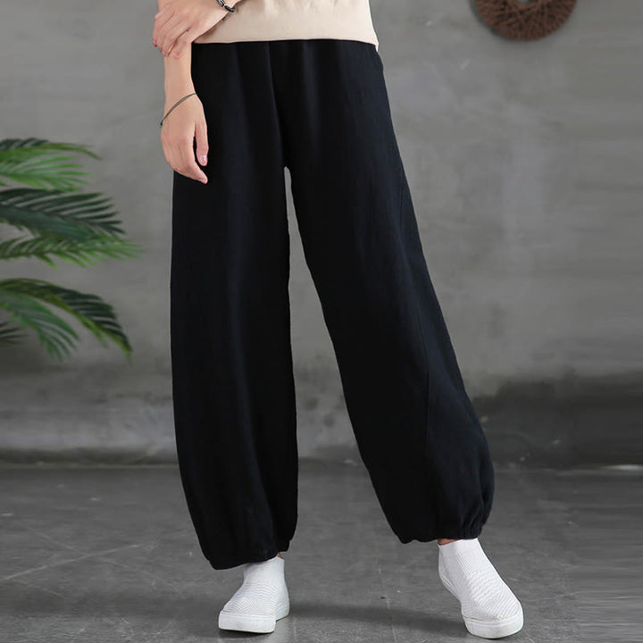Pantalon pour femme en lin et coton ramie uni couleur Buddha Stones avec poches - image 42
