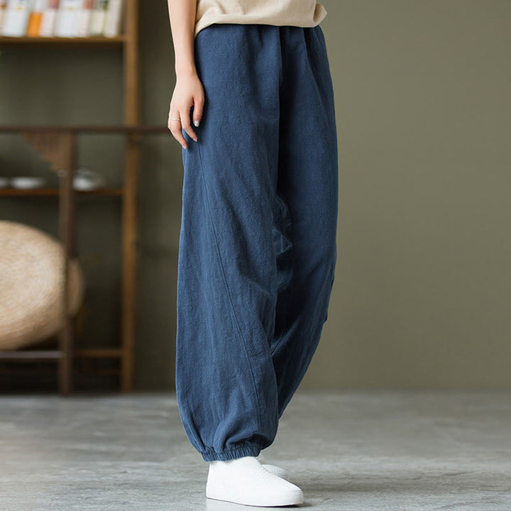 Pantalon uni en lin et coton ramie avec poches Buddha Stones - image 43