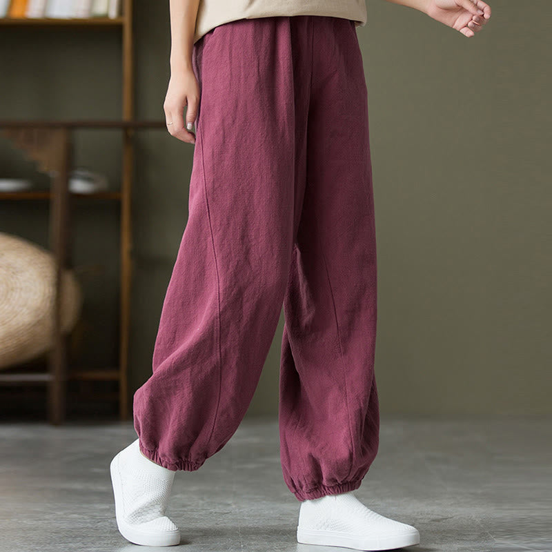 Pantalon uni en lin et coton ramie avec poches Buddha Stones - image 49