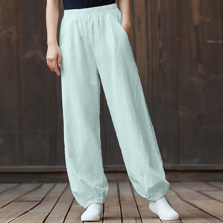 Pantalon uni en lin et coton ramie avec poches Buddha Stones - image 61