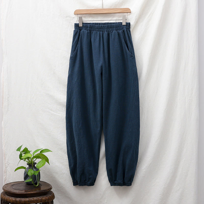 Pantalon uni en lin et coton ramie avec poches Buddha Stones - image 47