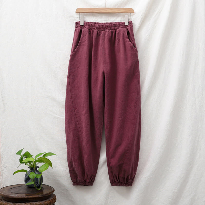 Pantalon uni en lin et coton ramie avec poches Buddha Stones - image 57