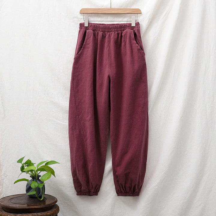 Pantalon uni en lin et coton ramie avec poches Buddha Stones - image 57