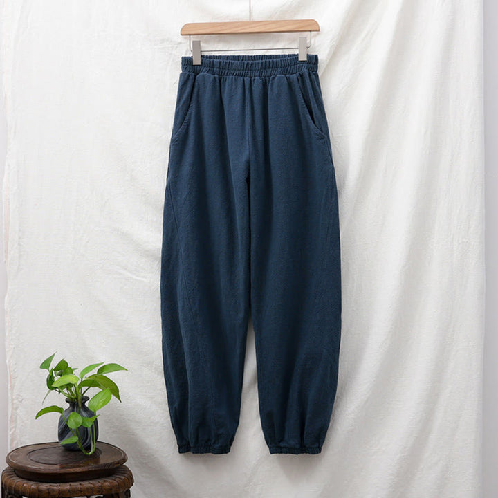 Pantalon uni en lin et coton ramie avec poches Buddha Stones - image 48