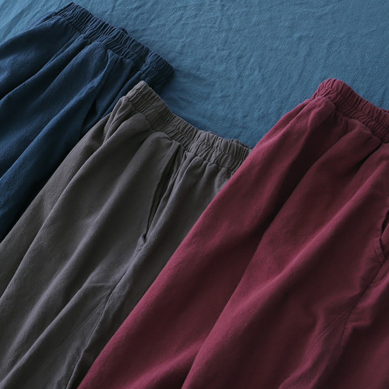 Pantalon uni en lin et coton ramie avec poches Buddha Stones - image 56