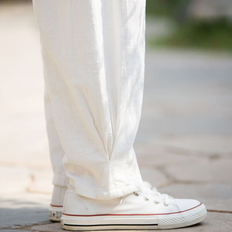 Pantalon de yoga décontracté en lin et coton ramie Buddha Stones avec poches - image 13