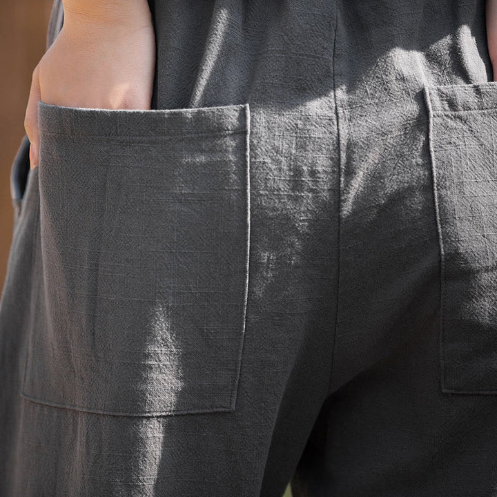 Pantalon de yoga décontracté en lin et coton ramie Buddha Stones avec poches - image 30