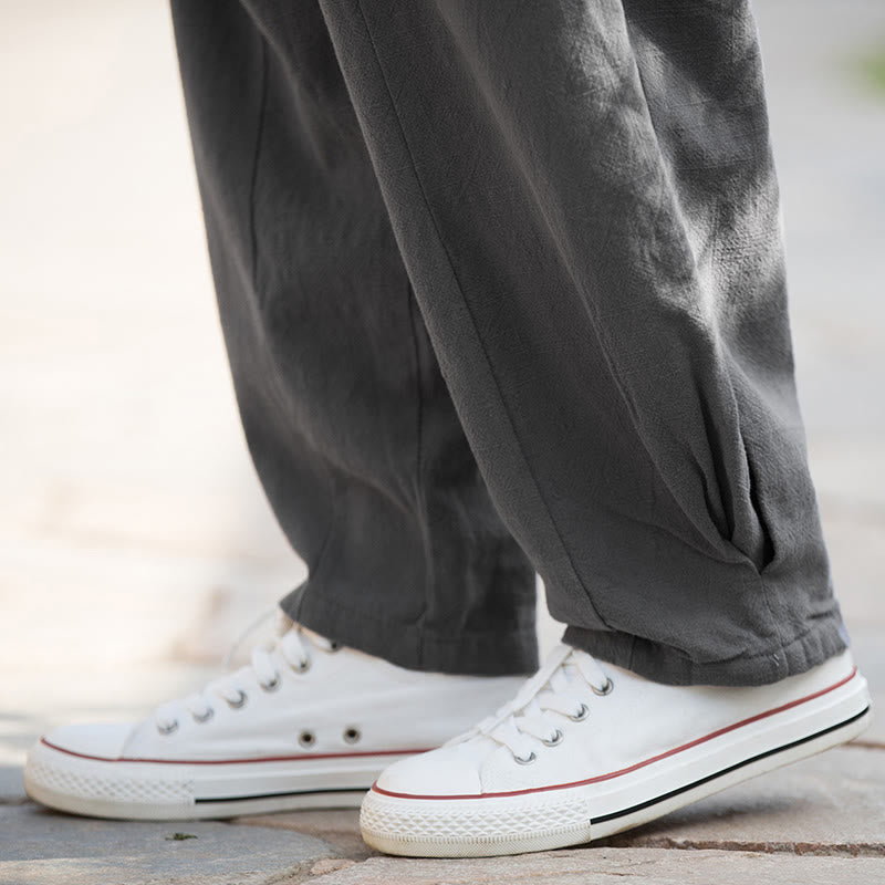 Pantalon de yoga décontracté en lin et coton ramie Buddha Stones avec poches - image 31