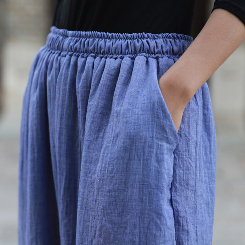 Pantalon décontracté d'été en coton pour femme avec poches Buddha Stones