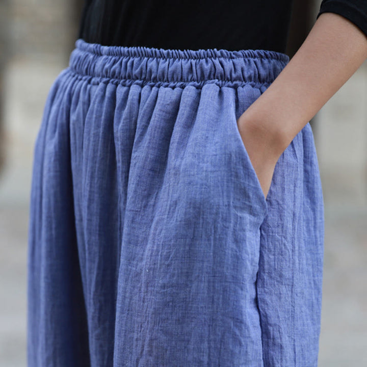 Pantalon décontracté d'été en coton pour femme avec poches Buddha Stones