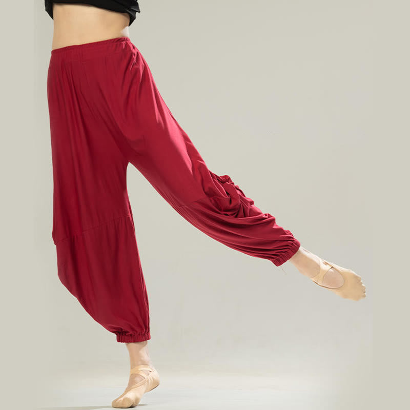 Pantalon de yoga respirant en modal de couleur unie Buddha Stones - Rouge indien - US12，UK/AU16，EU44 (3XL) - image 1