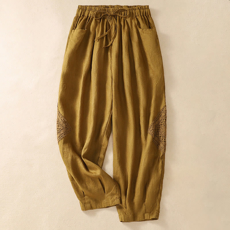 Pantalon sarouel d'été en coton avec cordon de serrage et poches pour femme Buddha Stones - Verge d'or - US8-10，UK/AU12-14，EU40-42 (2XL) - image 19