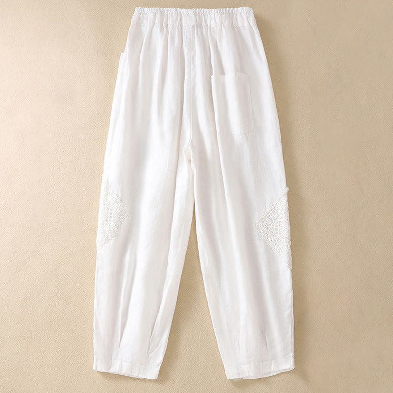 Pantalon sarouel d'été en coton avec cordon de serrage et poches pour femme Buddha Stones - image 6