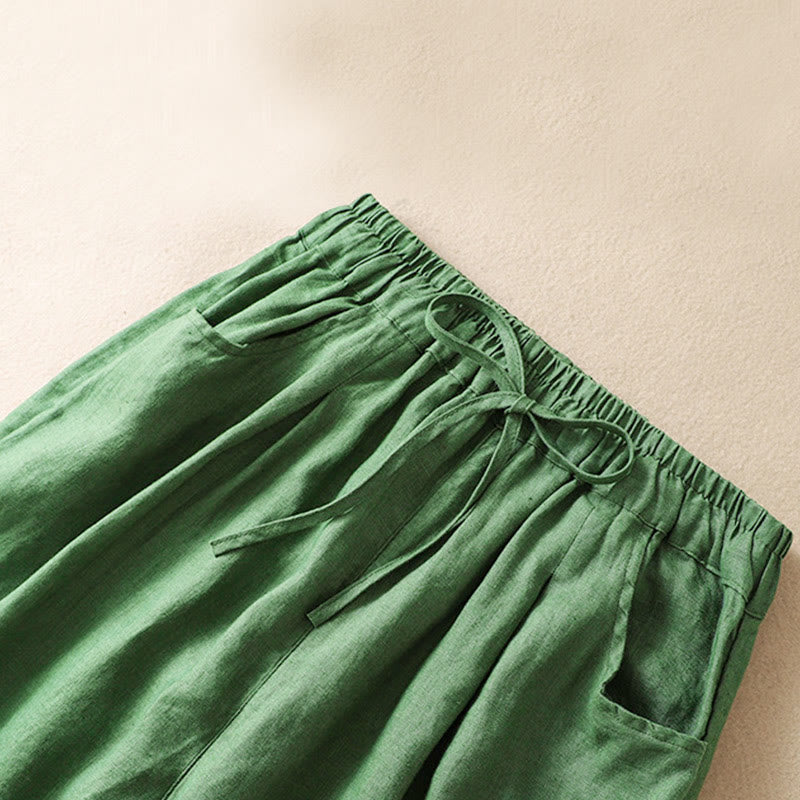 Pantalon sarouel d'été en coton avec cordon de serrage et poches pour femme Buddha Stones - image 12