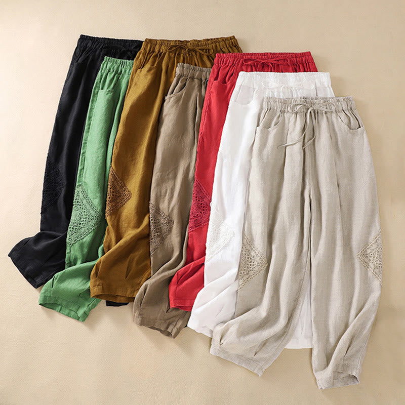 Pantalon sarouel d'été en coton avec cordon de serrage et poches pour femme Buddha Stones - image 1