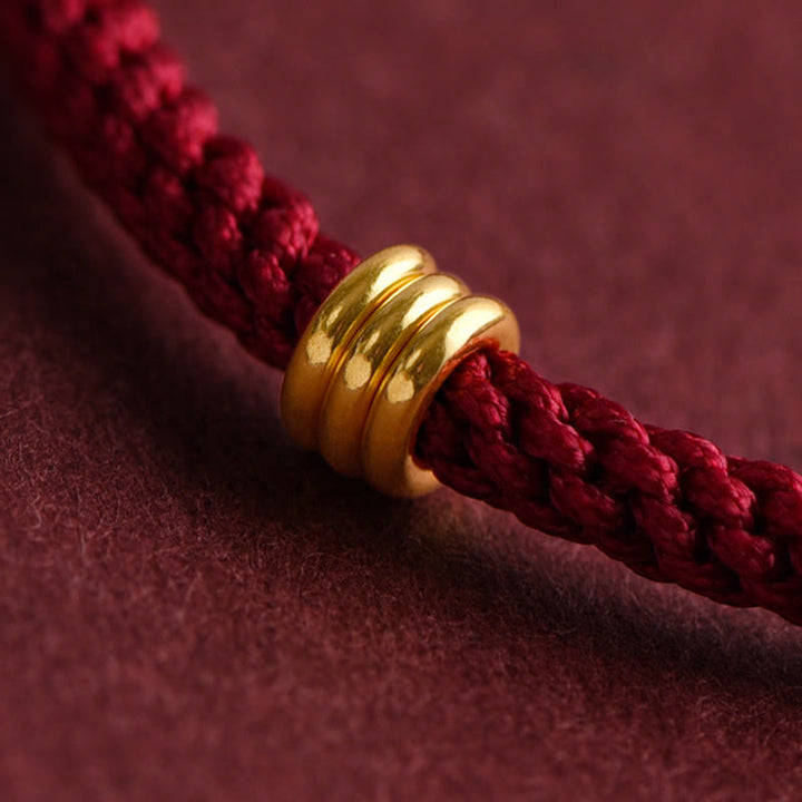 Bracelet en corde tressée fait main avec triple anneau en or 999 de Buddha Stones - image 8