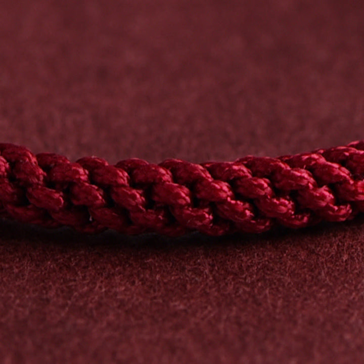 Bracelet en corde tressée fait main avec triple anneau en or 999 de Buddha Stones