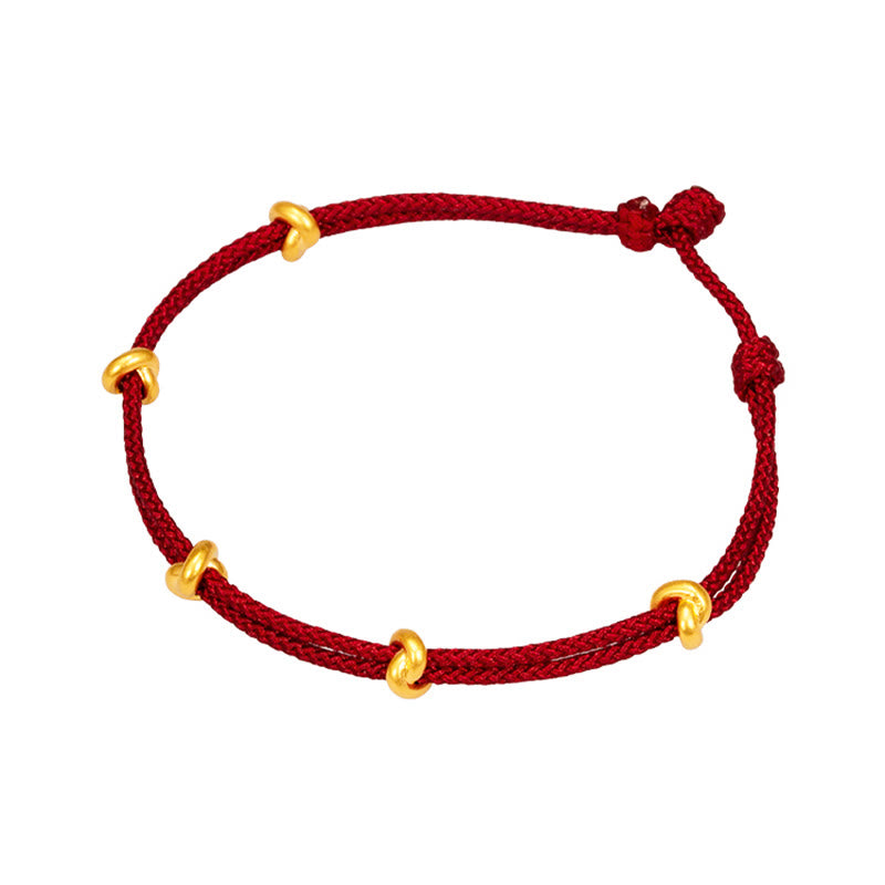 Bracelet en corde tressée fait main avec motif de nœud de souhait en or 999 de Buddha Stones